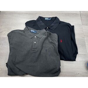 Polo Ralph Lauren Shirt Mens 2XL Big Black Gray Red Pony Embroidered Lot 2